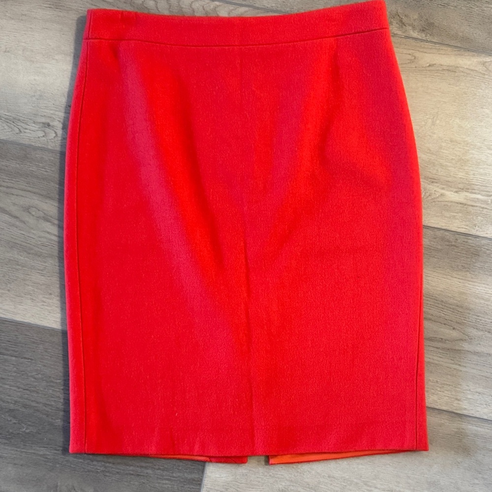 J. Crew Wool Blend Vibrant Red Pencil Skirt